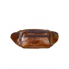На фото 1 - Мужская сумка на пояс из натуральной кожи, цвет коричневый
