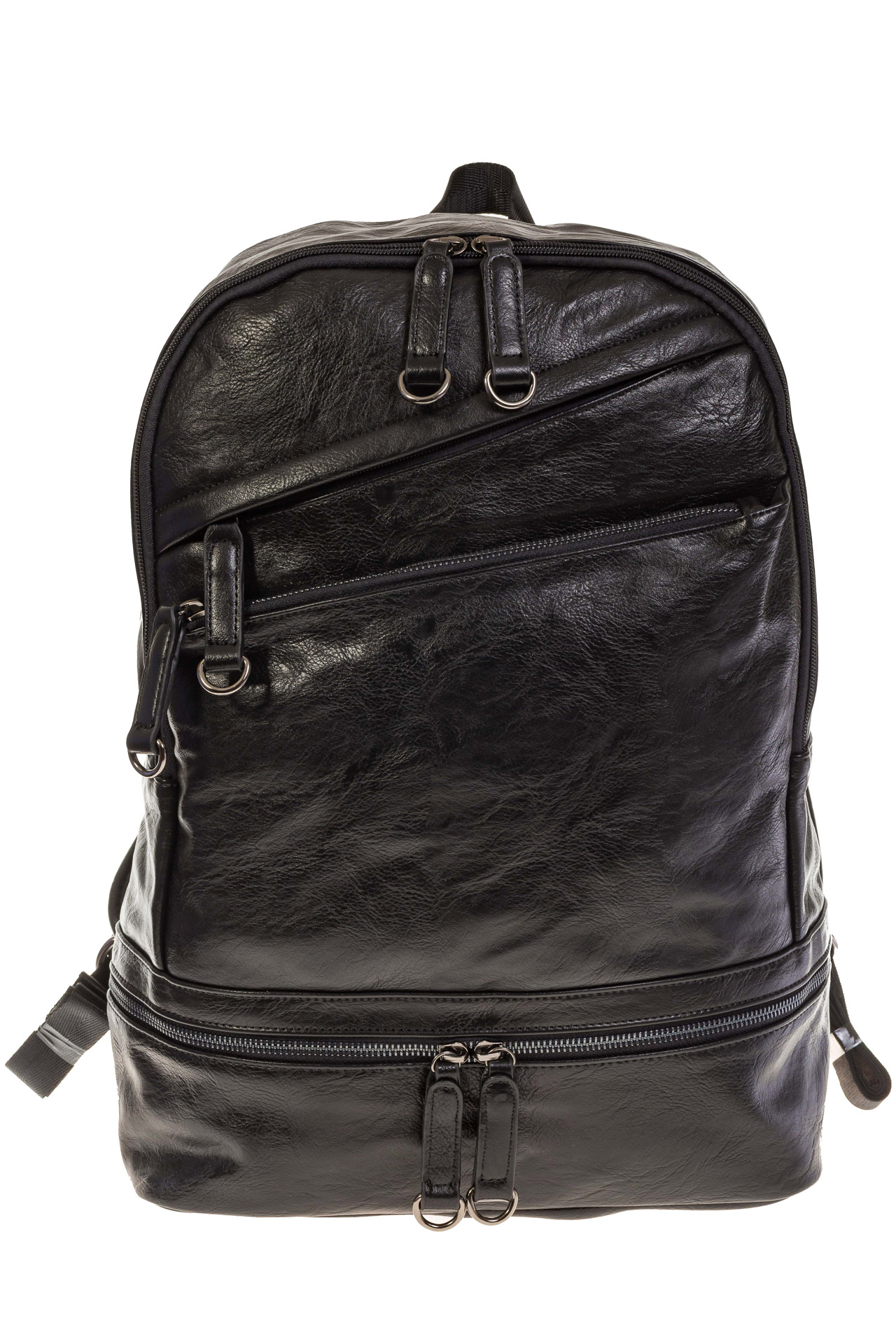 На фото 2 - Мужской рюкзак из искусственной кожи черного цвета