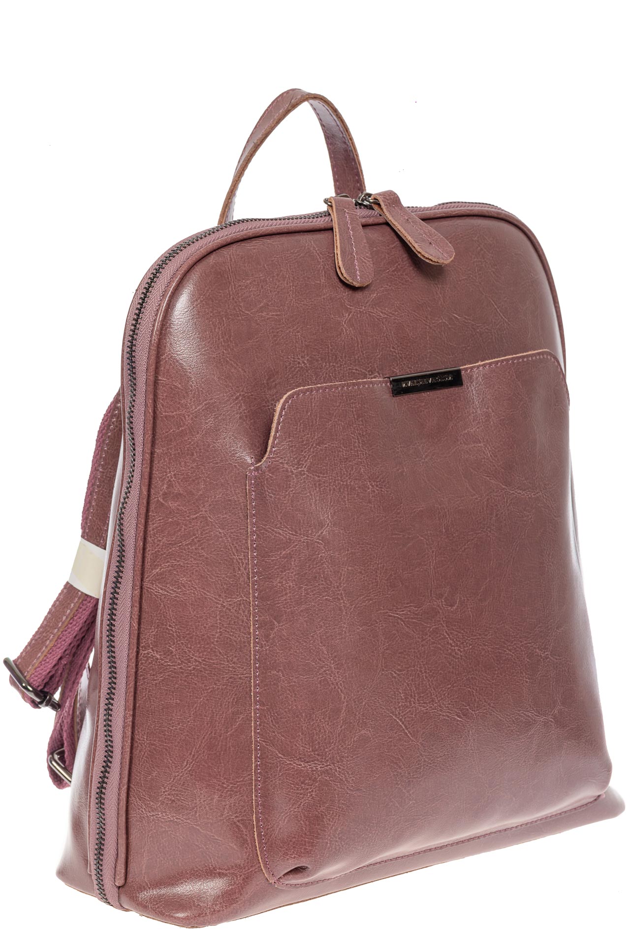 На фото 1 - Женский рюкзак из натуральной кожи, цвет пудра