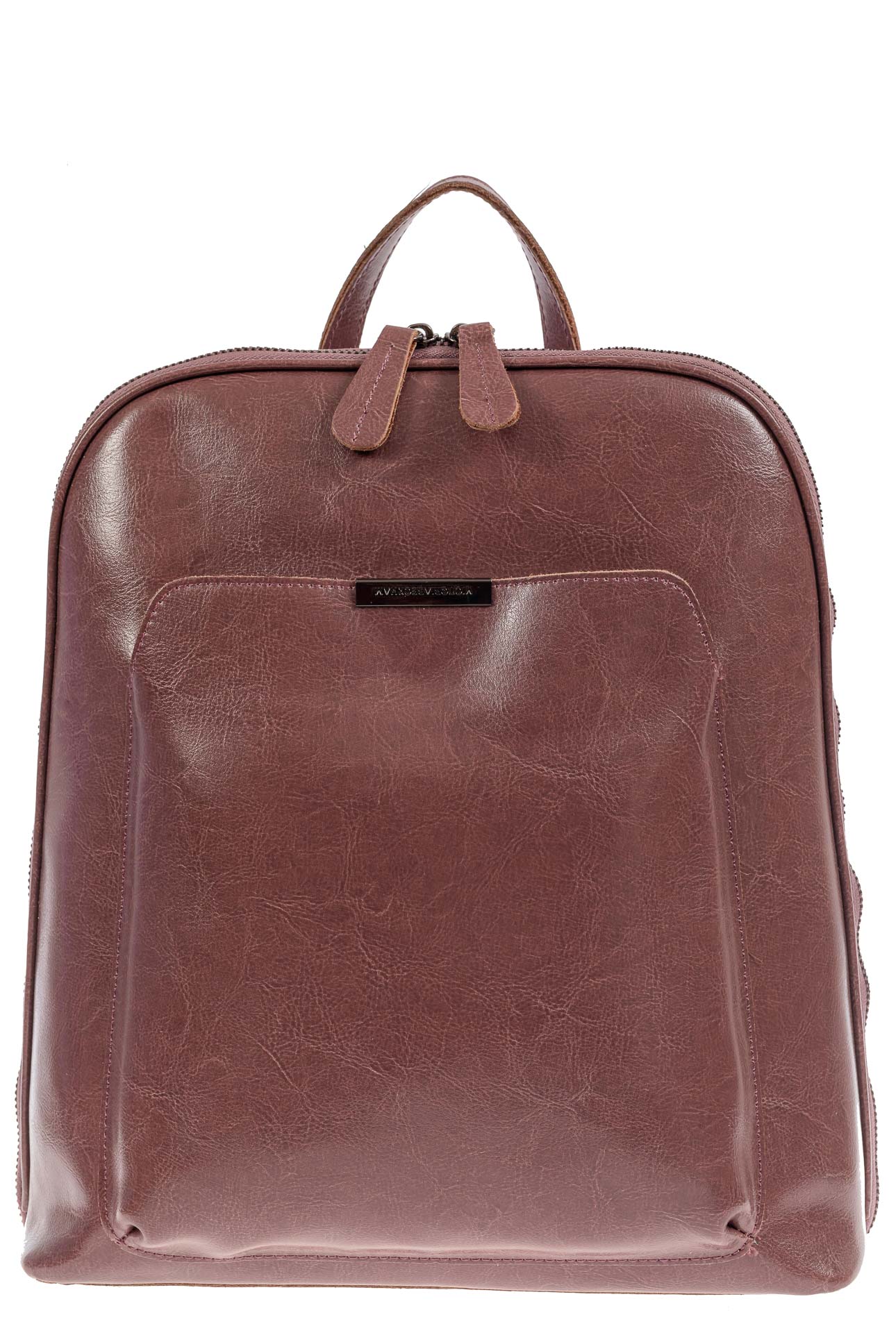 На фото 2 - Женский рюкзак из натуральной кожи, цвет пудра