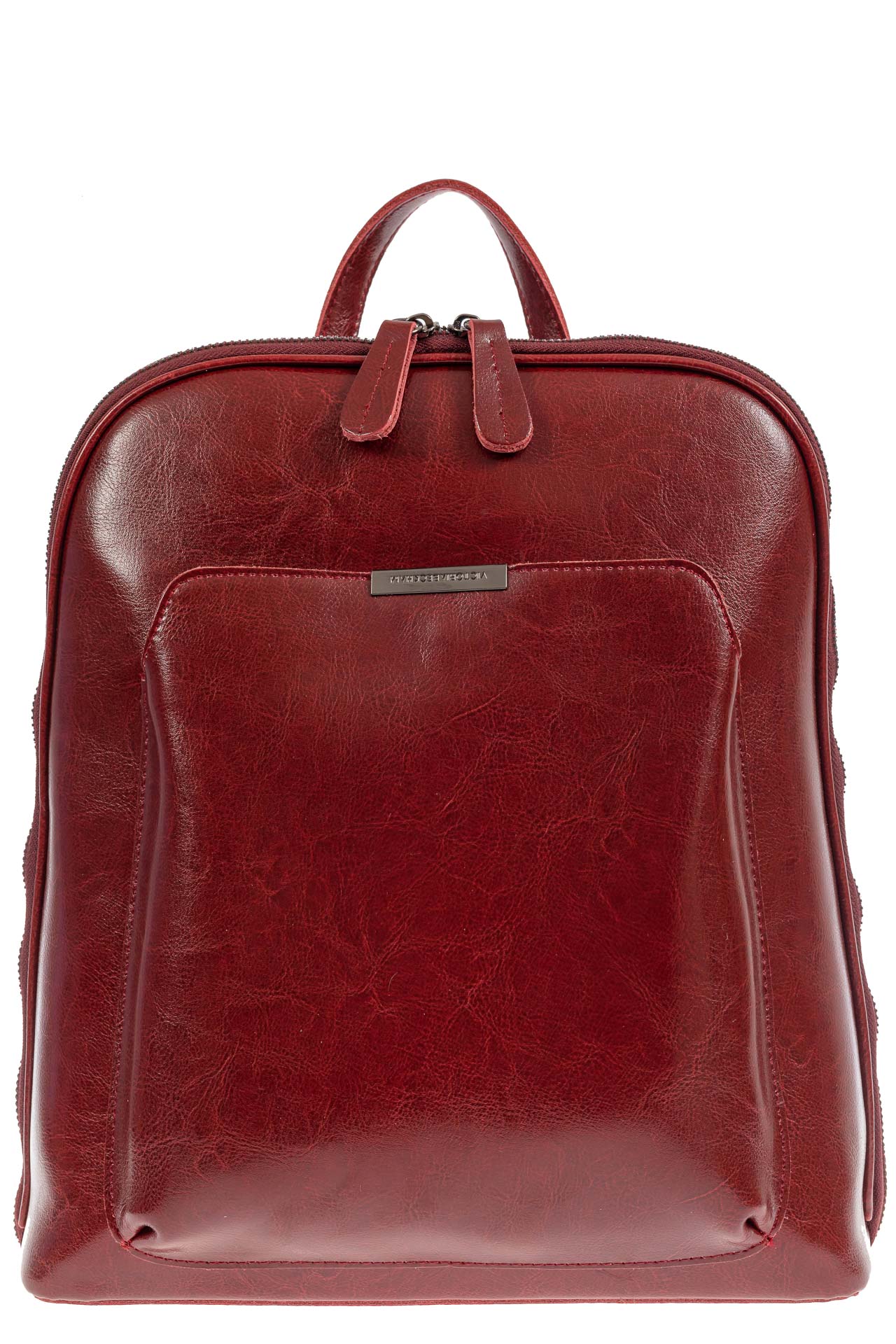 На фото 2 - Женский рюкзак из натуральной кожи, цвет красный