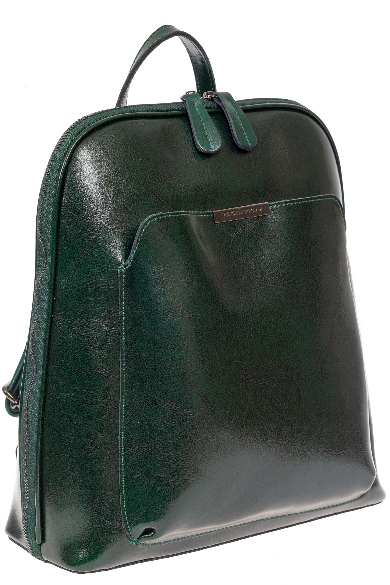 На фото 1 - Женский рюкзак из натуральной кожи, цвет зелёный