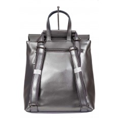 На фото 3 - Кожаный рюкзак-трансформер, цвет серебристый