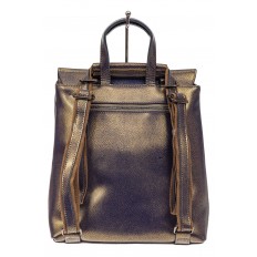На фото 3 - Женский рюкзак трансформер из натуральной кожи, цвет бронза