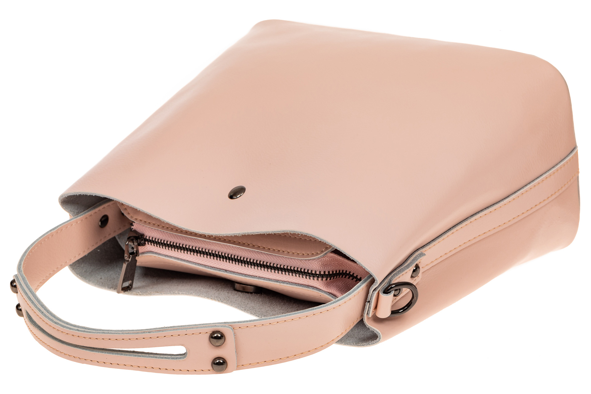 На фото 4 - Женская сумка шоппер из натуральной кожи, цвет розовый