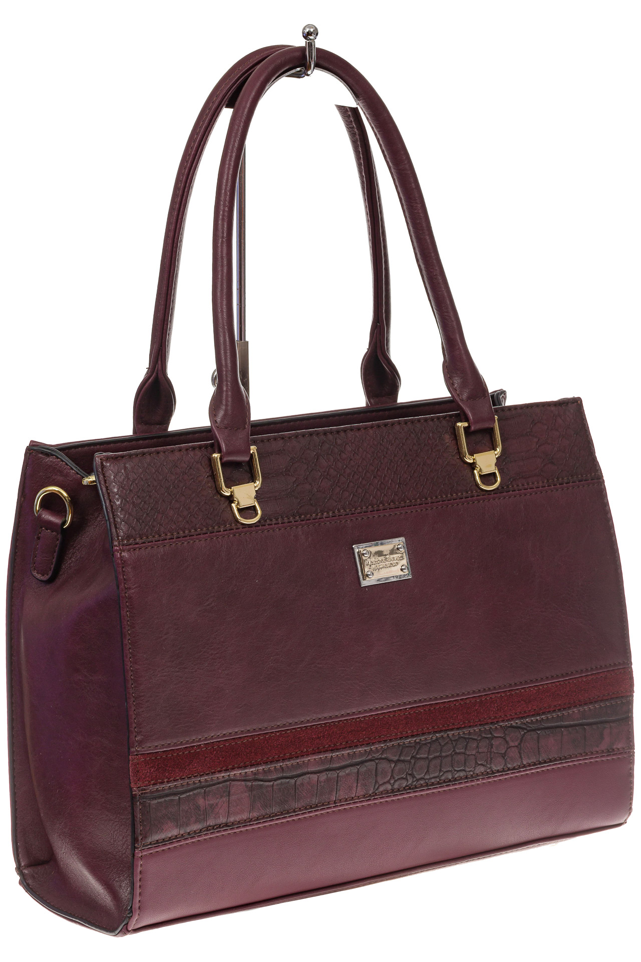 На фото 1 - Женская сумка из искусственной кожи, цвет бордо-баклажан