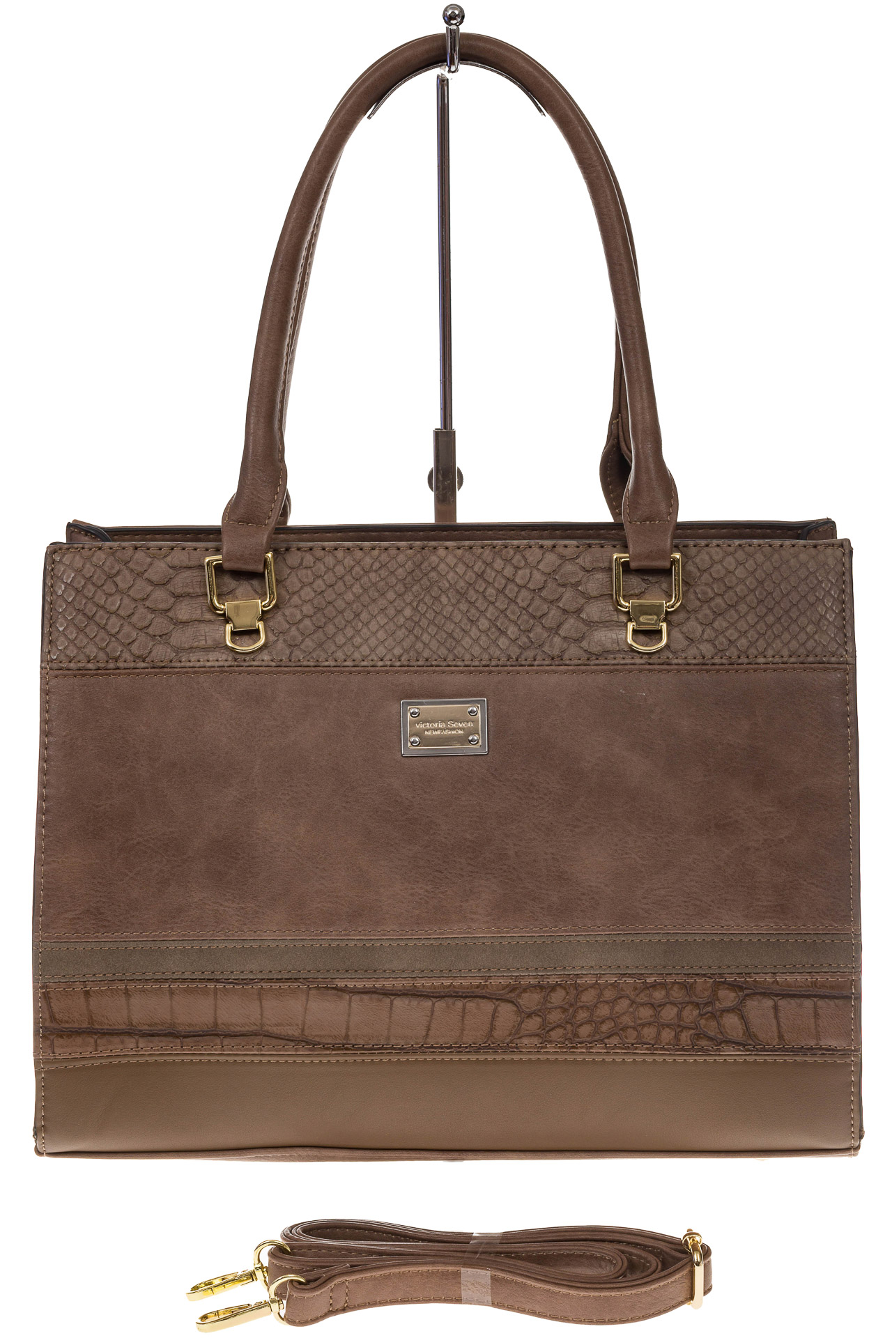 На фото 2 - Женская сумка из искусственной кожи, цвет коричневый