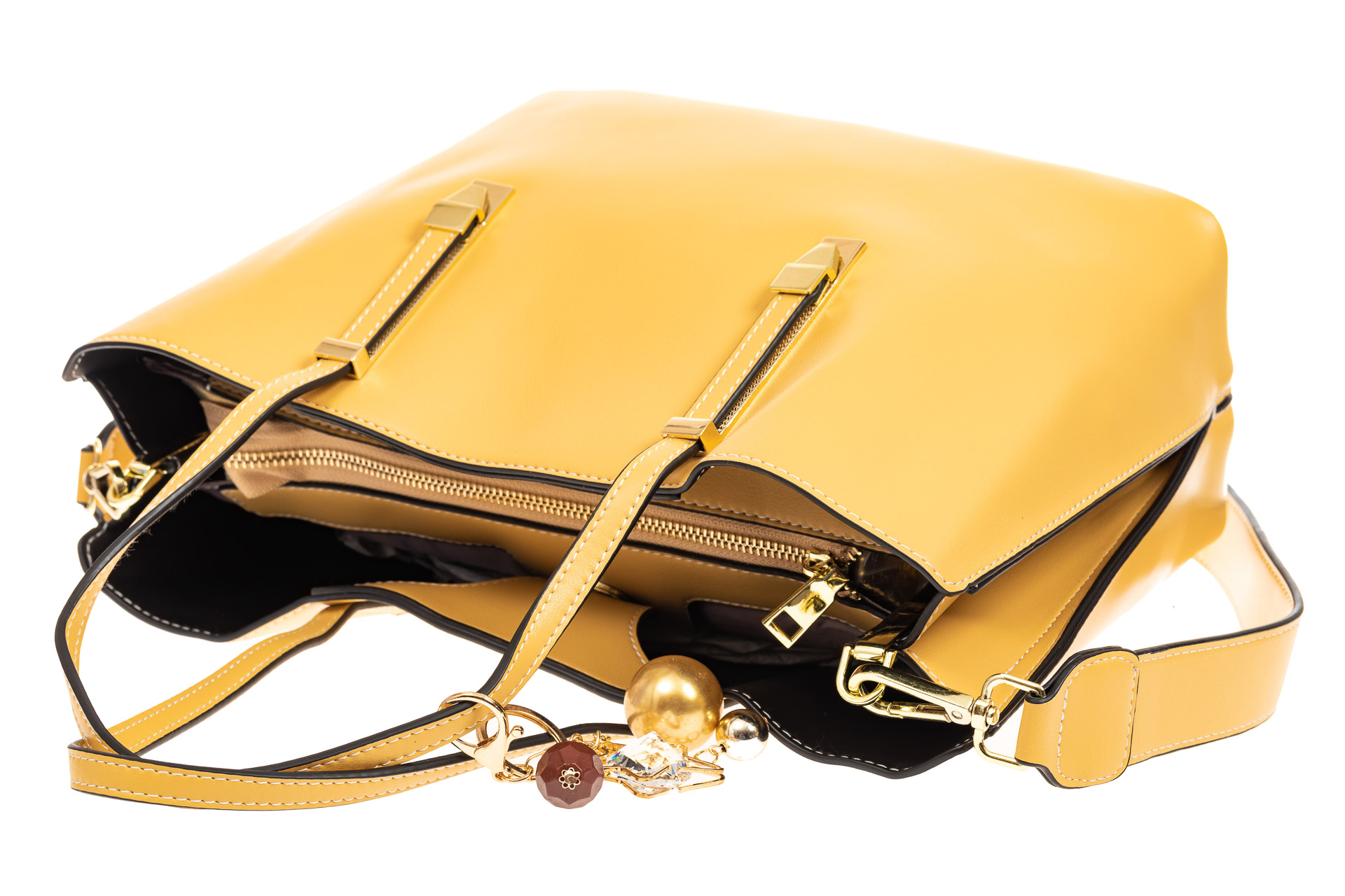 На фото 4 - Женская сумка тоут из искусственной кожи, цвет желтый