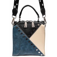 На фото 2 - Квадратная сумка-рюкзак из искусственной кожи, цвет голубой