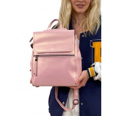 На фото 1 -  Кожаный женский рюкзак-трансформер, цвет розовый
