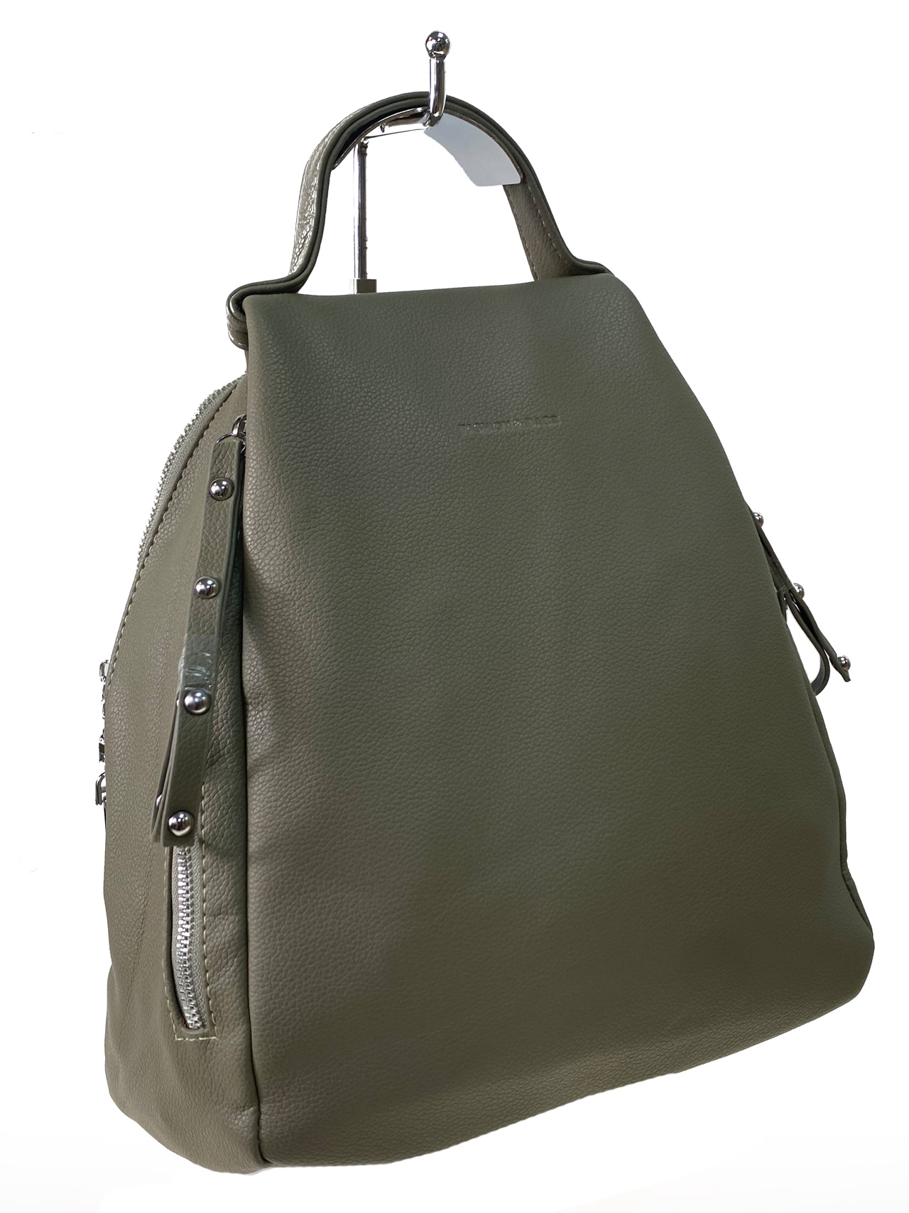На фото 1 - Рюкзак из искусственной кожи, цвет зеленый