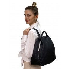 На фото 1 - Женский рюкзак   из искусственной кожи, цвет черный
