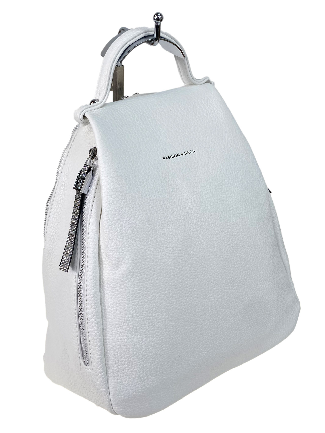 На фото 2 - Женский рюкзак   из искусственной кожи, цвет белый