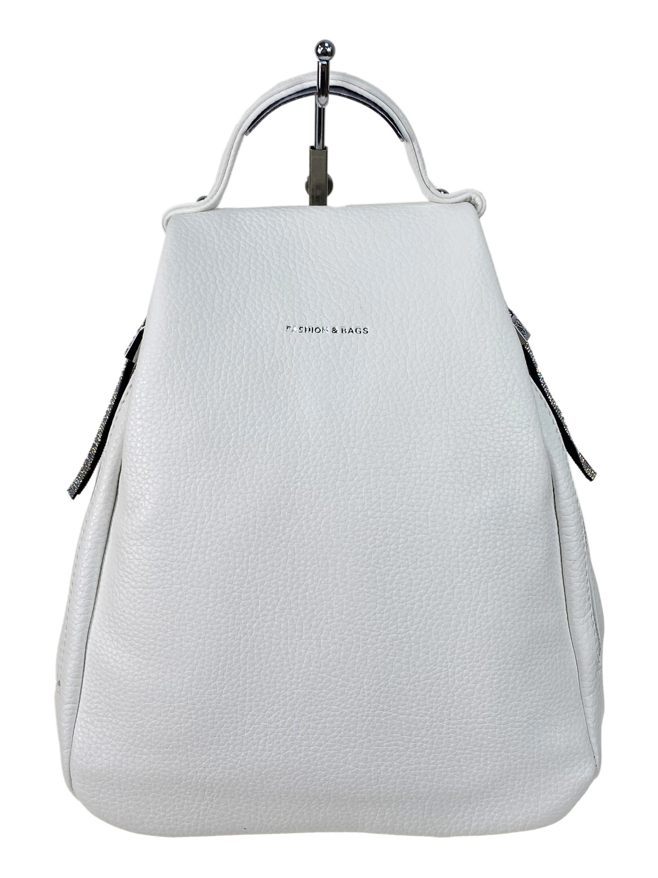 На фото 3 - Женский рюкзак   из искусственной кожи, цвет белый