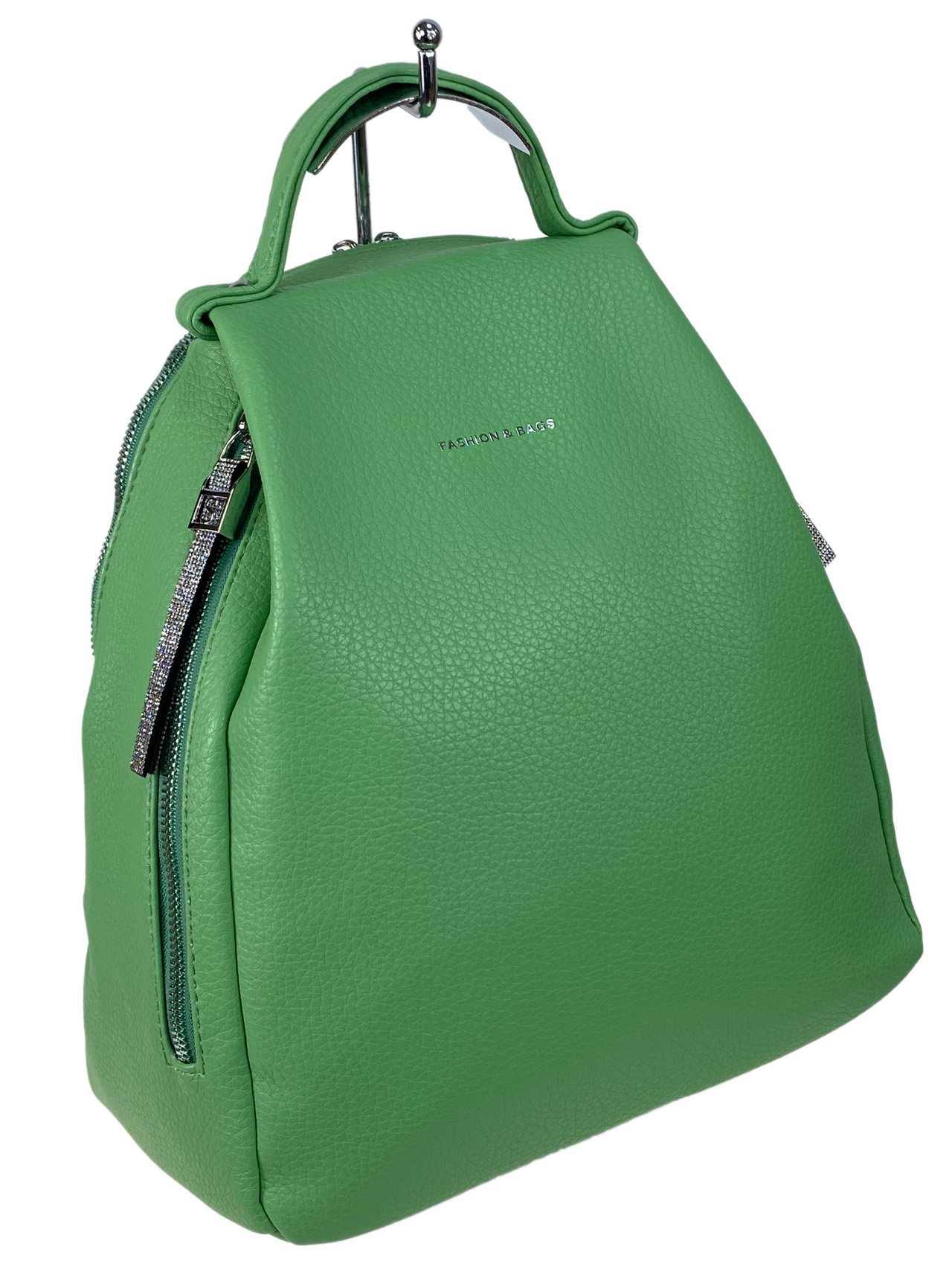 На фото 2 - Женский рюкзак   из искусственной кожи, цвет зеленый