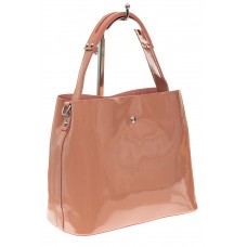 На фото 1 - Женская сумка шоппер из натуральной кожи, цвет пудровый