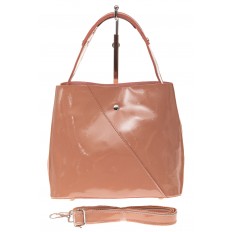 На фото 2 - Женская сумка шоппер из натуральной кожи, цвет пудровый