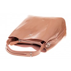 На фото 3 - Женская сумка шоппер из натуральной кожи, цвет пудровый