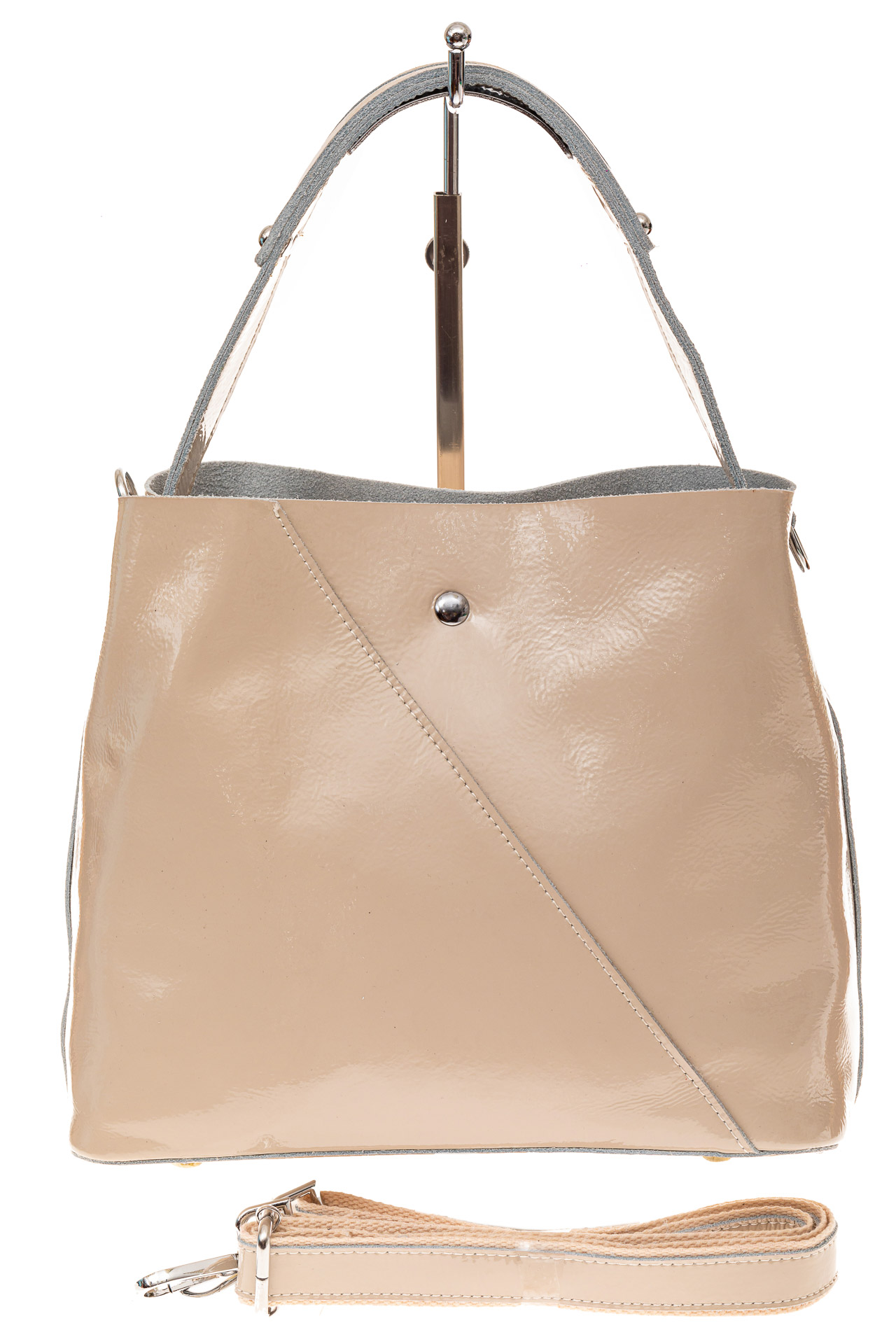 На фото 2 - Женская сумка шоппер из натуральной кожи, цвет молочно-белый