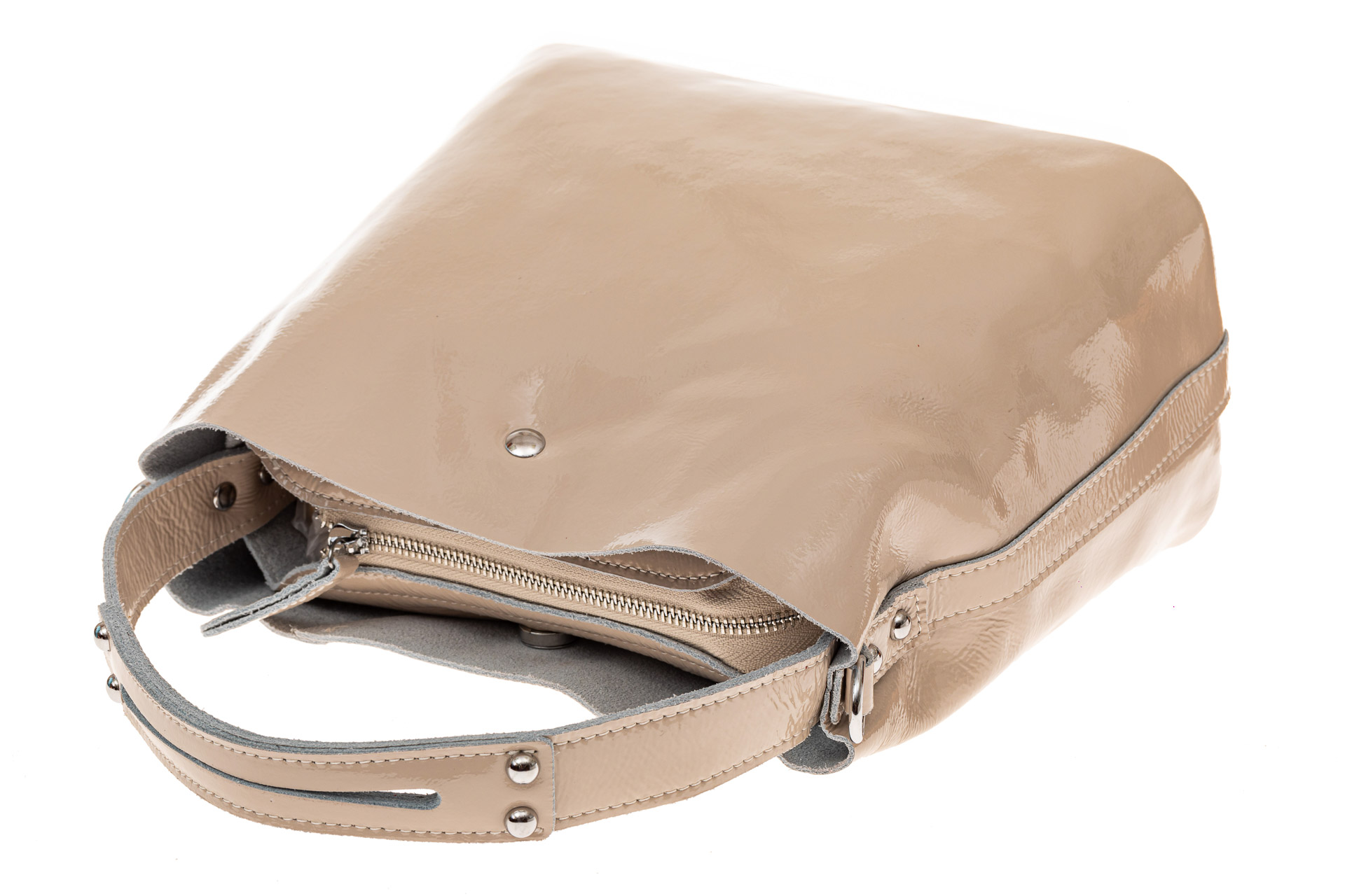 На фото 3 - Женская сумка шоппер из натуральной кожи, цвет молочно-белый