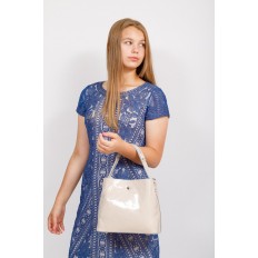 На фото 4 - Женская сумка шоппер из натуральной кожи, цвет молочно-белый