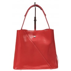 На фото 2 - Женская сумка шоппер из натуральной кожи, цвет красный
