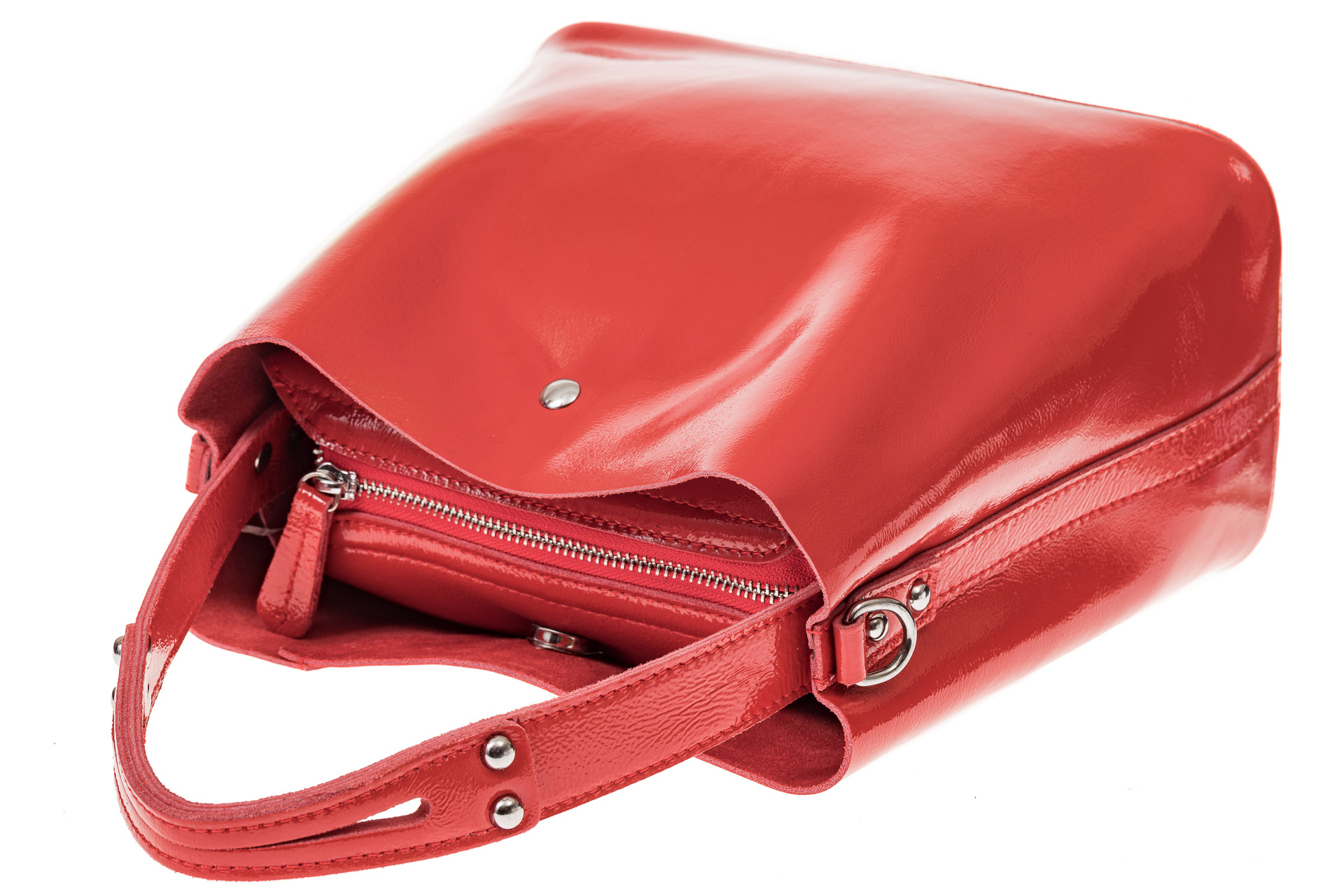На фото 3 - Женская сумка шоппер из натуральной кожи, цвет красный