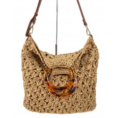 На фото 2 - Летняя женская сумка плетеная из соломы, цвет песочный