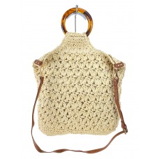 На фото 1 - Летняя женская сумка плетеная из соломы, цвет молочный