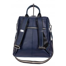 На фото 3 - Молодёжная сумка-рюкзак из фактурной натуральной кожи, цвет тёмно-синий