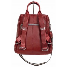На фото 3 - Молодёжная сумка-рюкзак из фактурной натуральной кожи, цвет бордовый