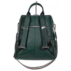 На фото 3 - Молодёжная сумка-рюкзак из фактурной натуральной кожи, цвет тёмно-зелёный