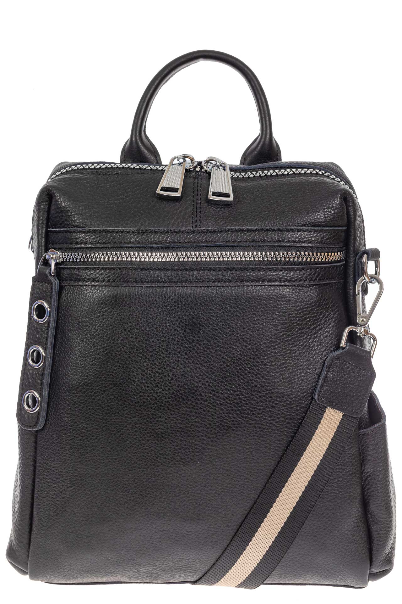 На фото 2 - Женский рюкзак-трансформер из натуральной кожи, цвет чёрный