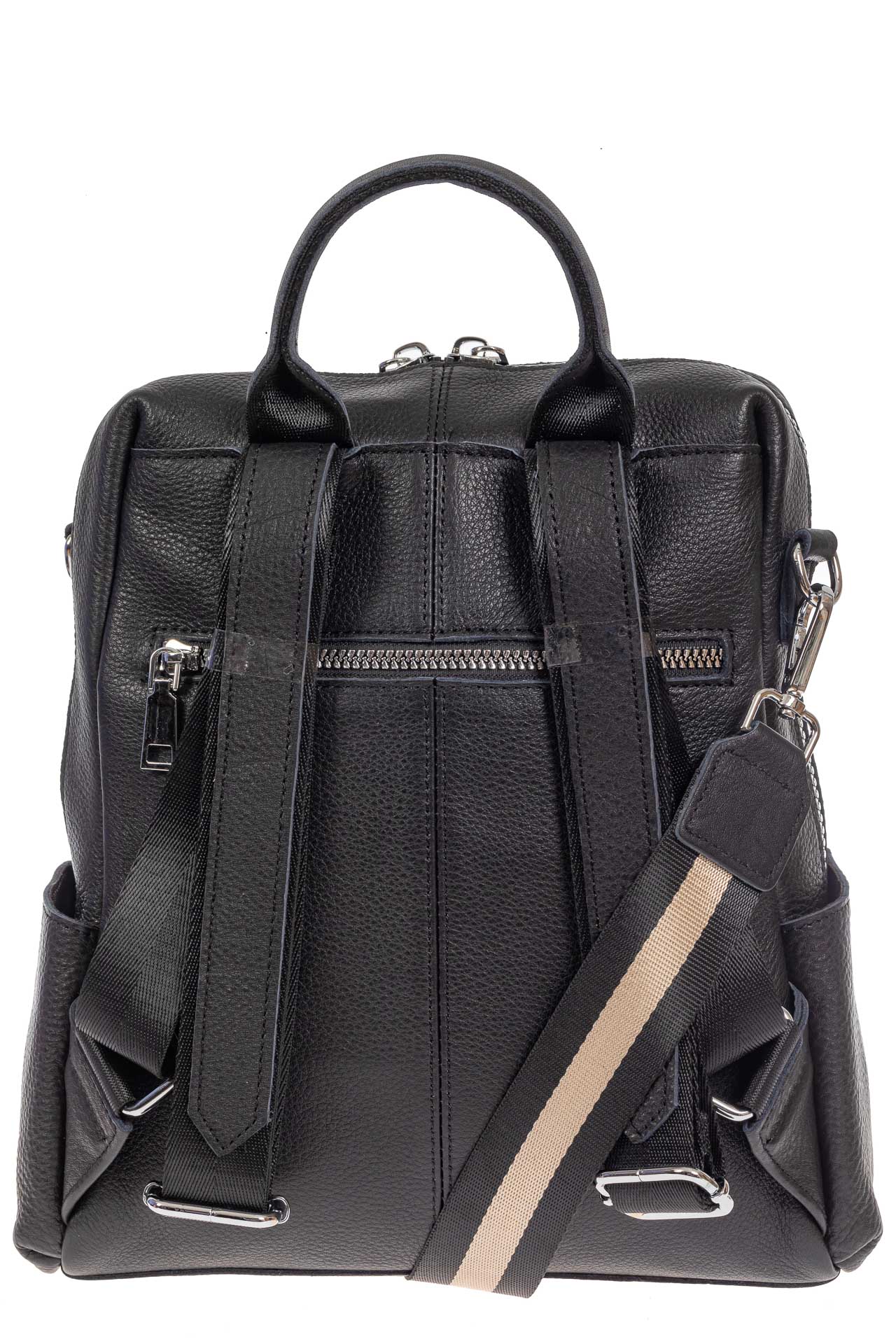 На фото 3 - Женский рюкзак-трансформер из натуральной кожи, цвет чёрный