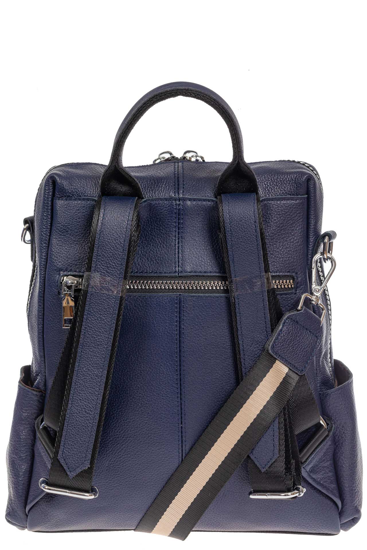 На фото 3 - Женский рюкзак-трансформер из натуральной кожи, цвет синий