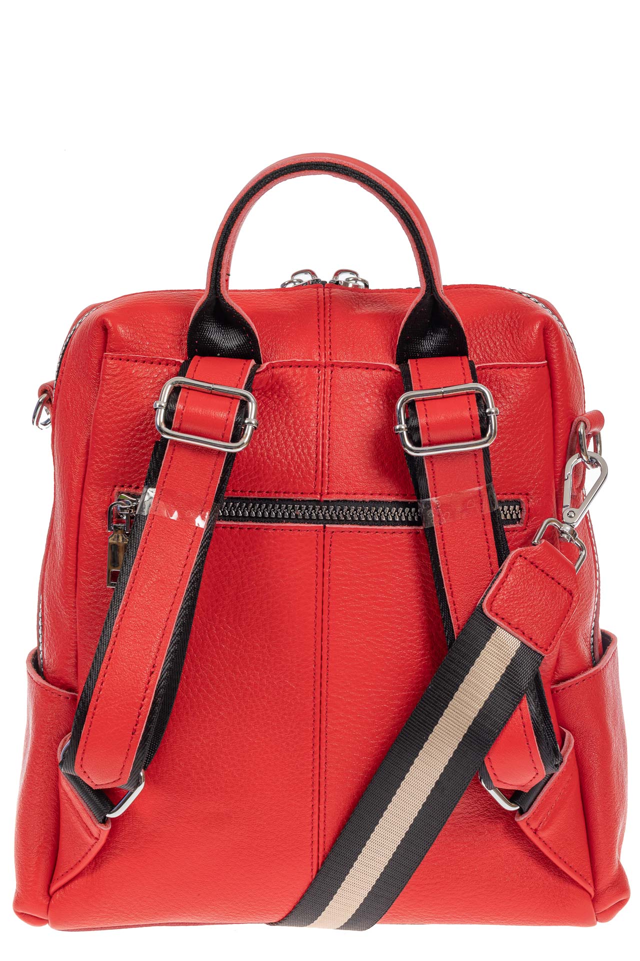 На фото 3 - Женский рюкзак-трансформер из натуральной кожи, цвет красный