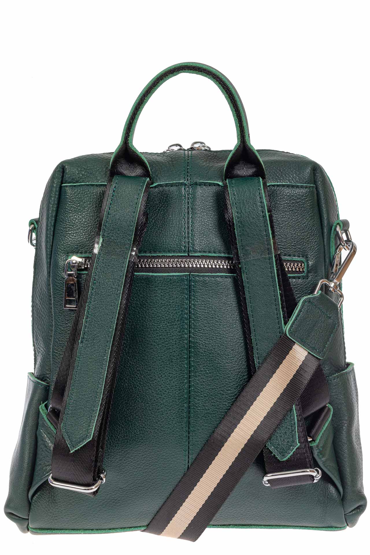 На фото 3 - Женский рюкзак-трансформер из натуральной кожи, цвет зелёный