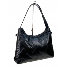 На фото 1 - Женская сумка-шоппер из водооталкивающей ткани, цвет черный металлик