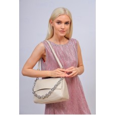 На фото 1 - Женская сумка из искусственной кожи, цвет бежевый
