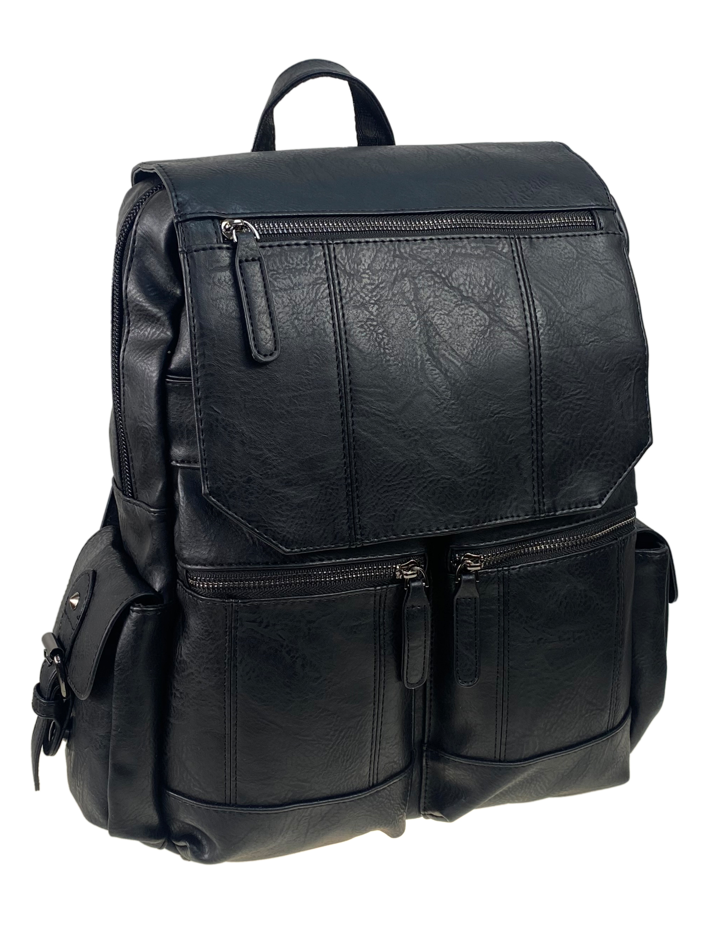 На фото 1 - Мужской рюкзак из искусственной кожи, цвет черный 