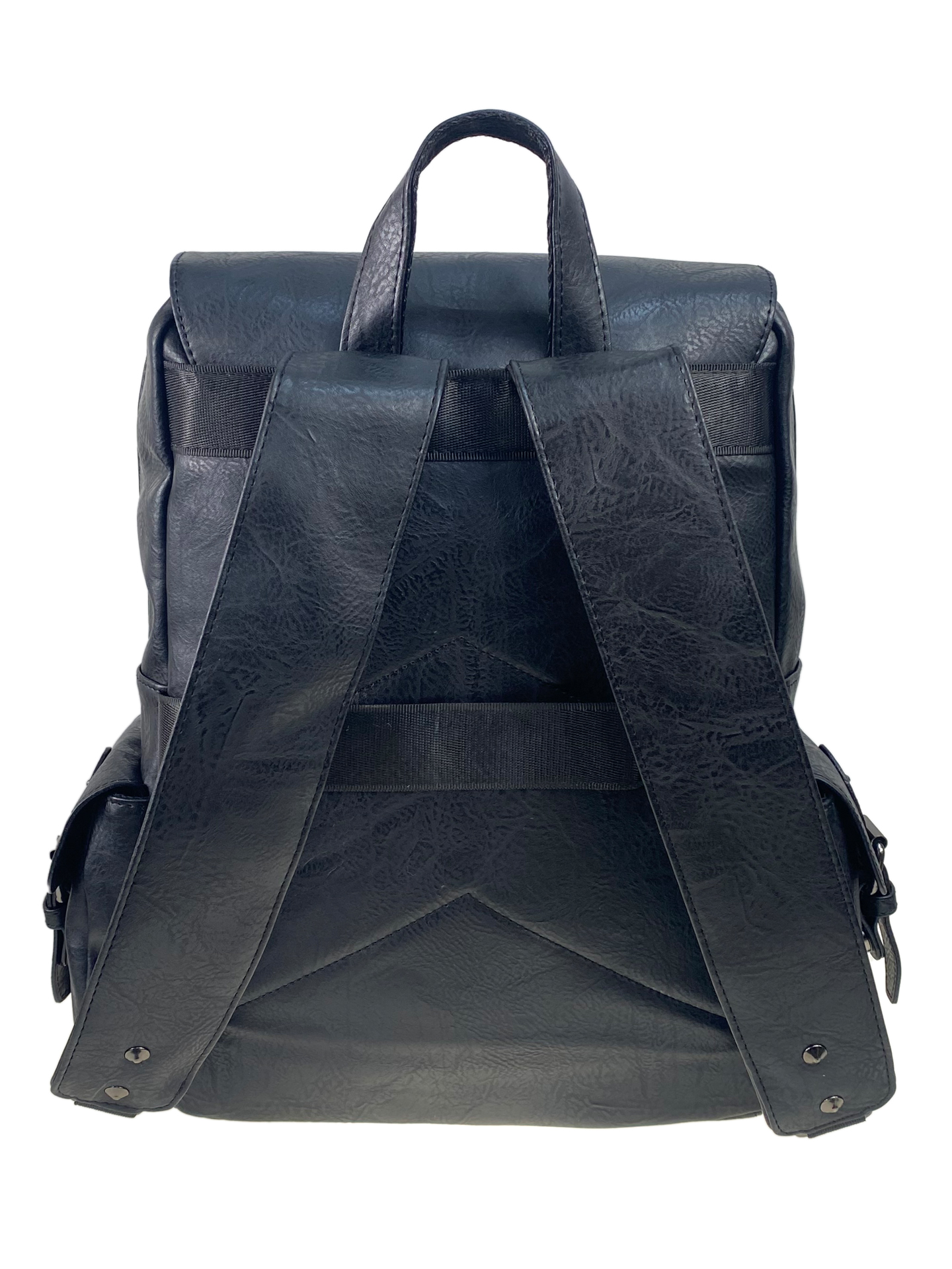 На фото 2 - Мужской рюкзак из искусственной кожи, цвет черный 