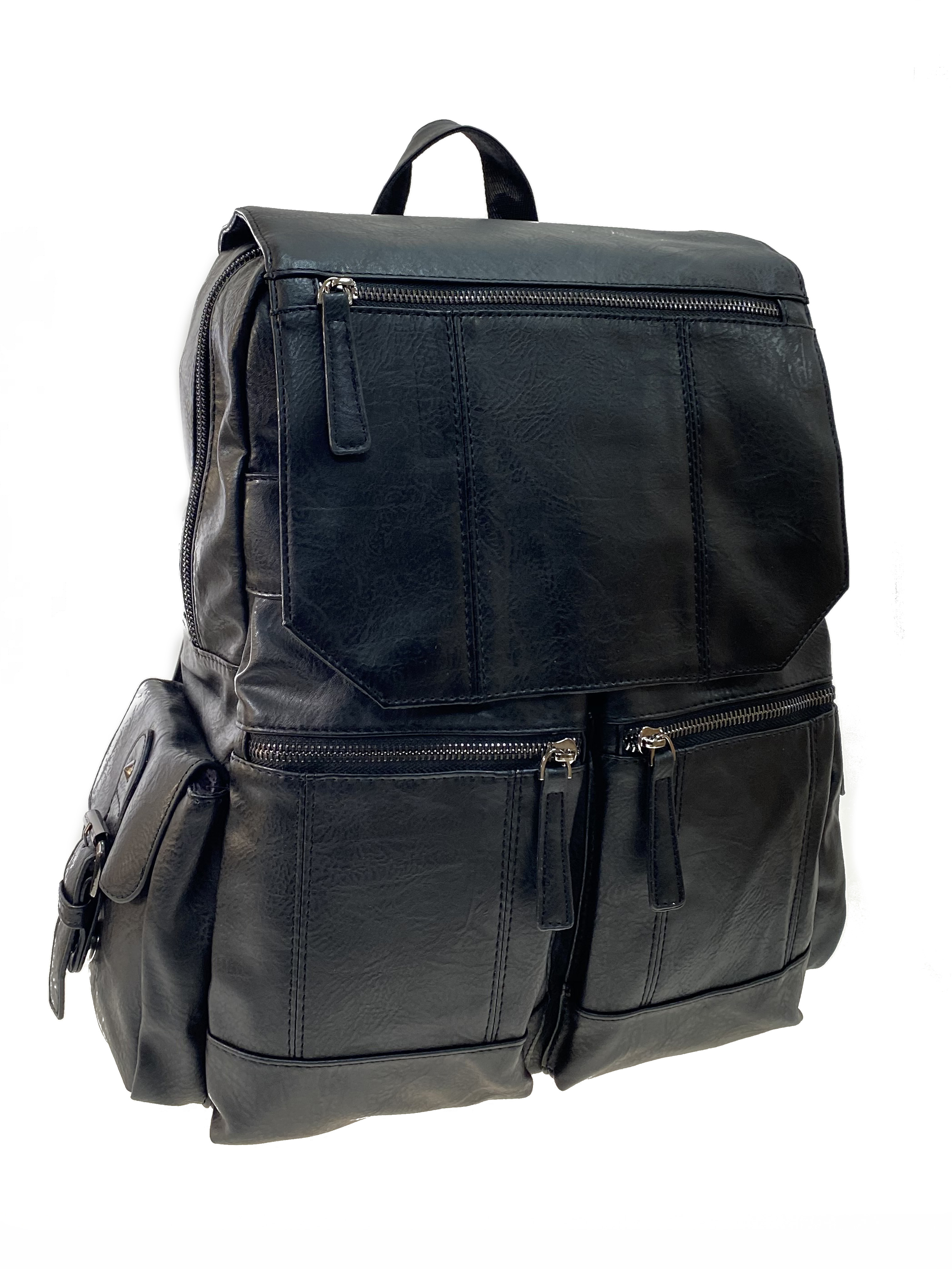 На фото 1 - Мужской рюкзак из искусственной кожи , черный цвет