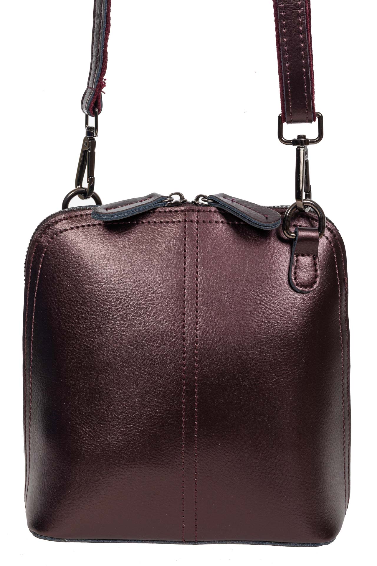На фото 2 - Каркасная сумка кросс-боди из натуральной кожи, цвет бронзовый