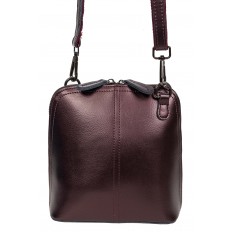 На фото 2 - Каркасная сумка кросс-боди из натуральной кожи, цвет бронзовый