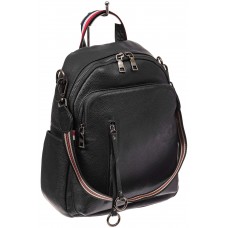 На фото 1 - Женский рюкзак из натуральной кожи для города, цвет черный