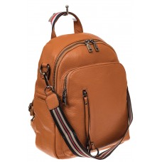 На фото 1 - Женский рюкзак из натуральной кожи для города, цвет рыжий 