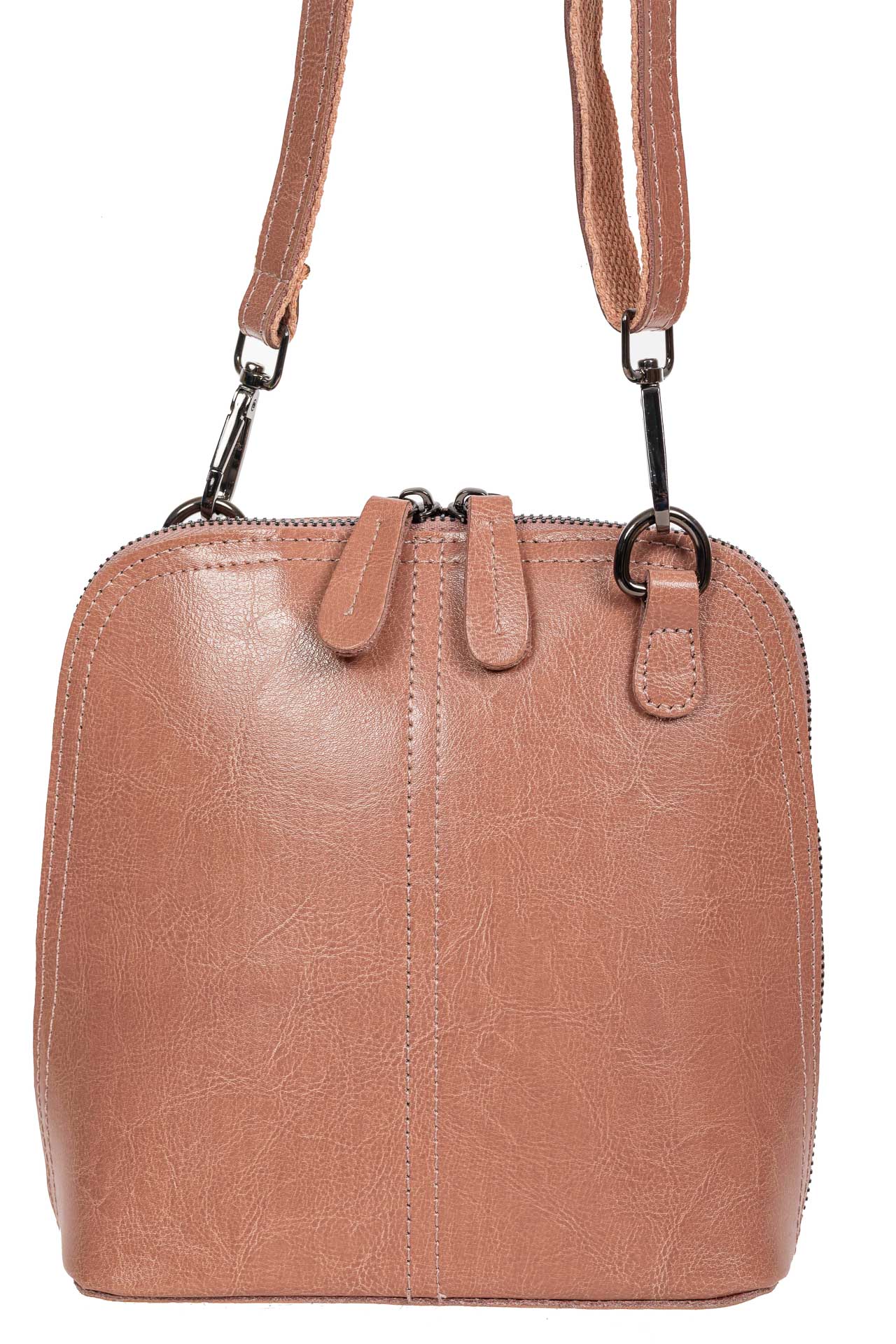 На фото 2 - Каркасная сумка кросс-боди из натуральной кожи, цвет пыльная роза