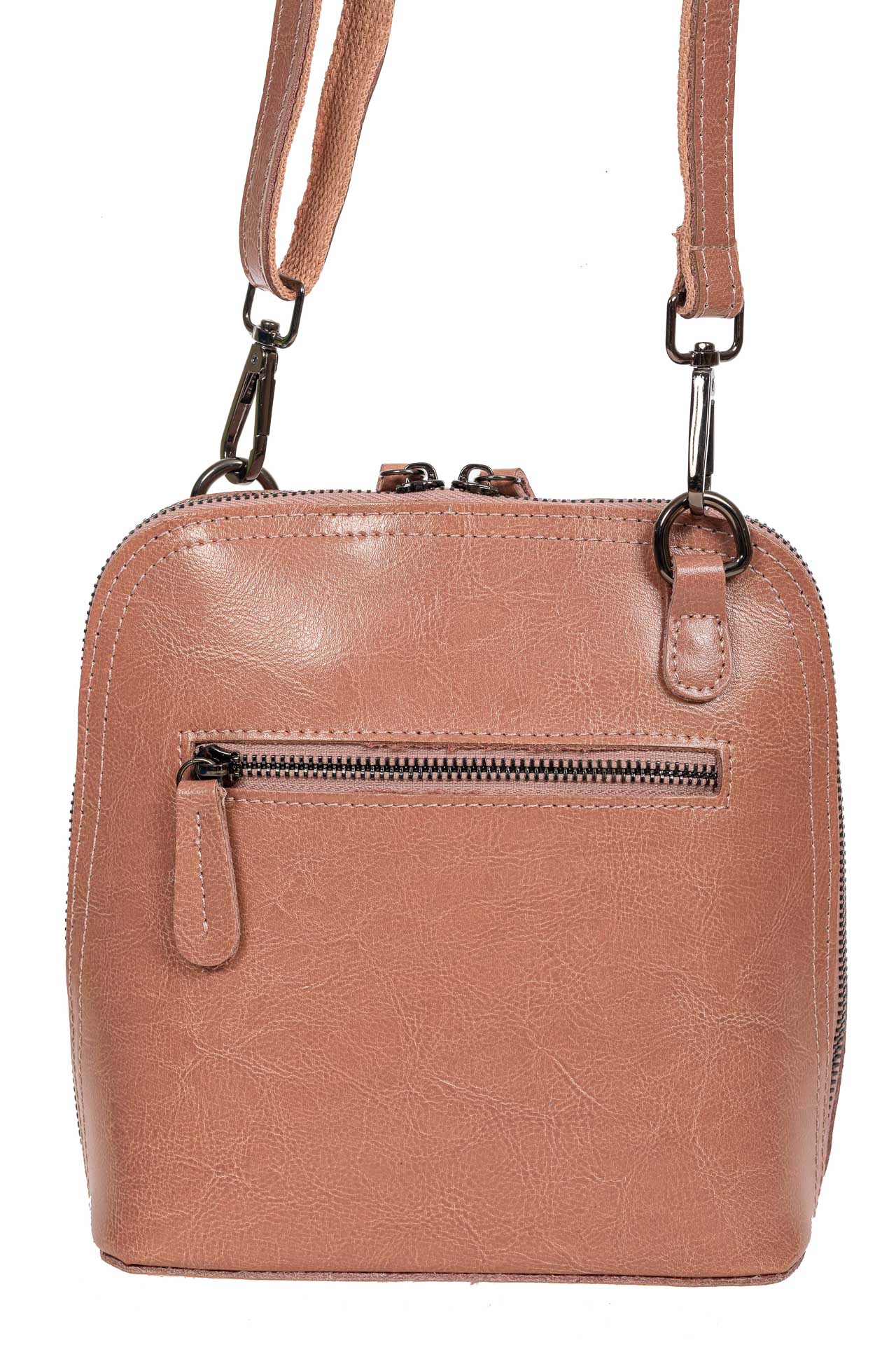На фото 3 - Каркасная сумка кросс-боди из натуральной кожи, цвет пыльная роза