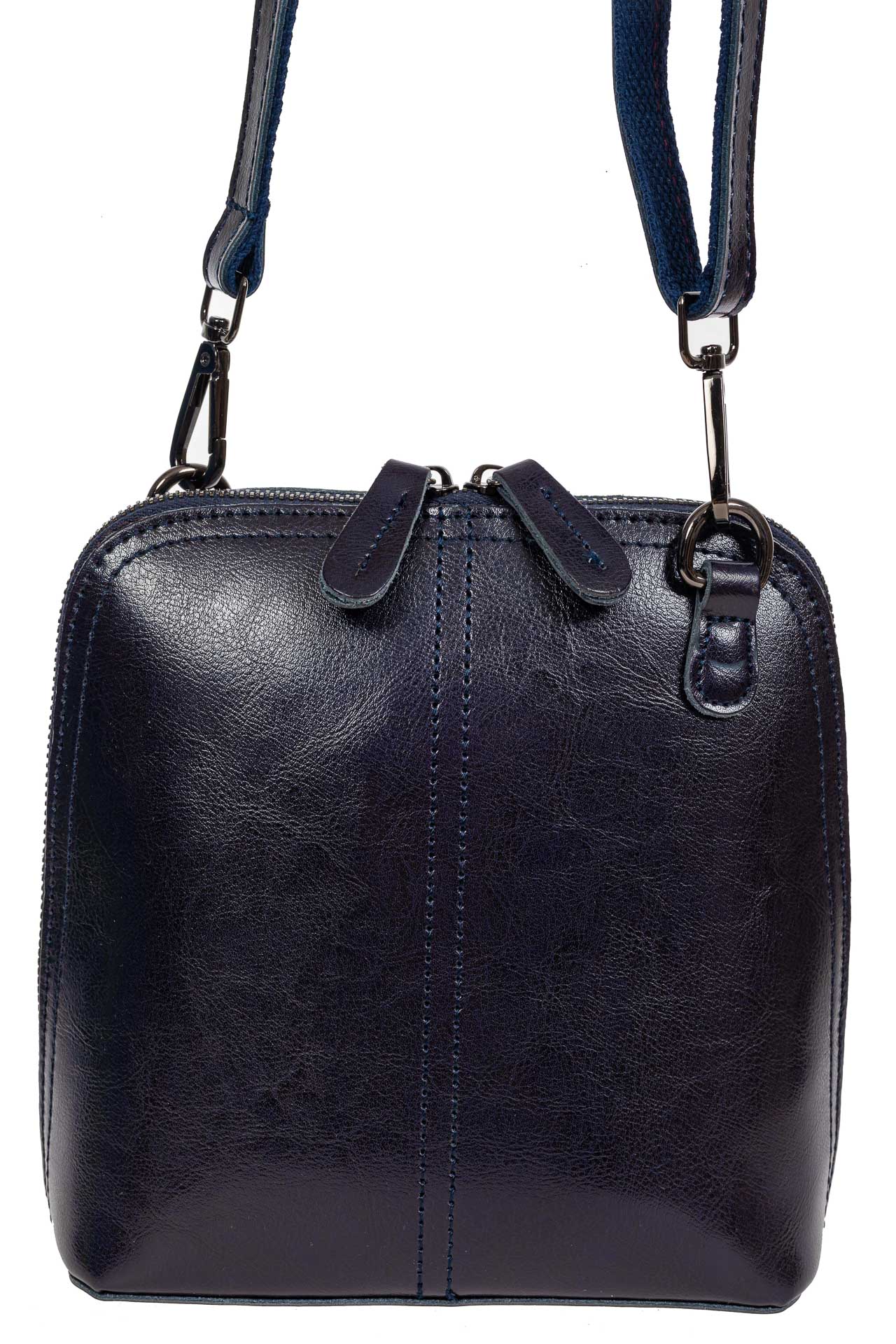 На фото 2 - Каркасная сумка кросс-боди из натуральной кожи, цвет тёмно-синий