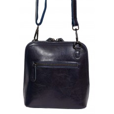 На фото 3 - Каркасная сумка кросс-боди из натуральной кожи, цвет тёмно-синий